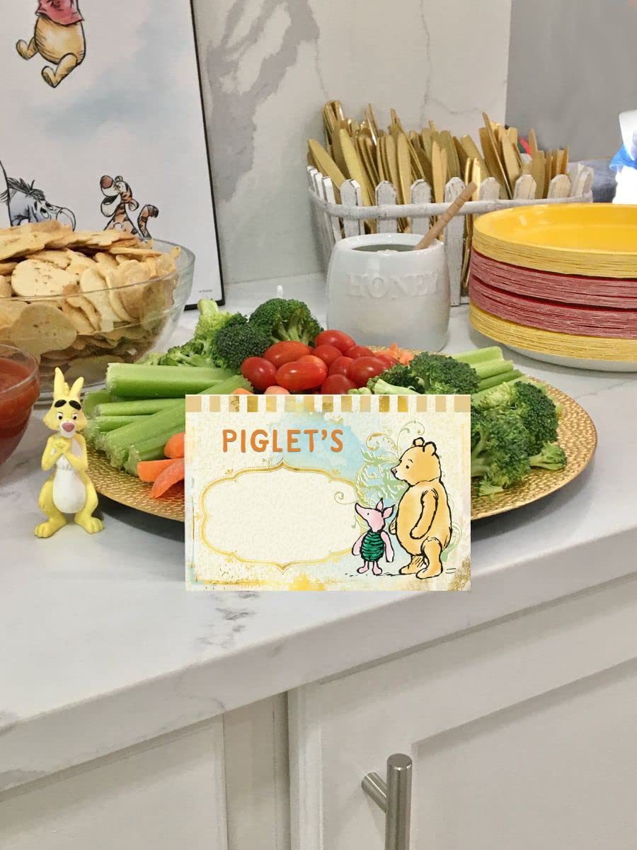 Unbala Classic Winnie Food Labels – 12 Pooh Bear Signs for Baby Showers & Parties