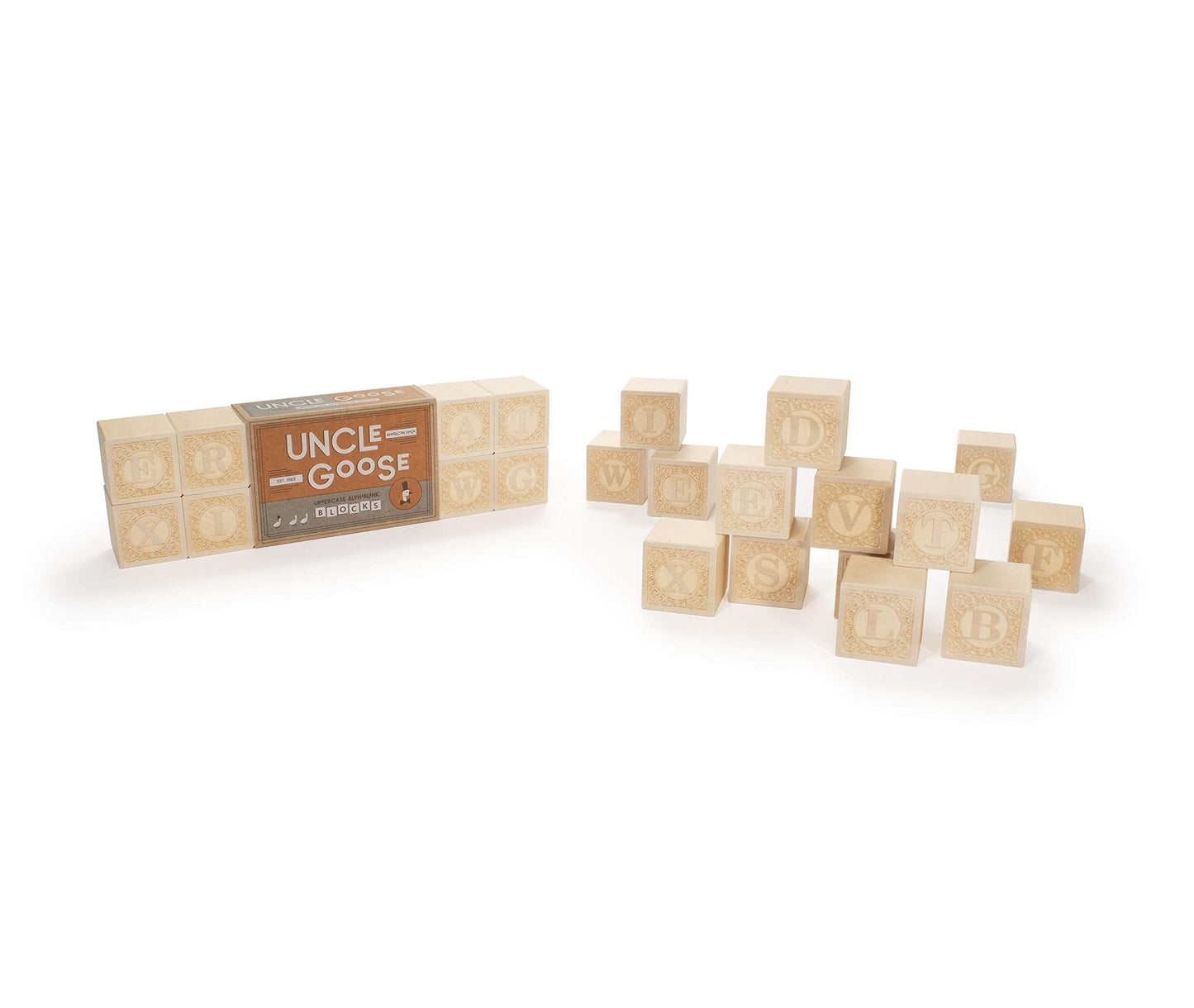 Uncle Goose Uppercase Alphablank Blocks – Made in the USA