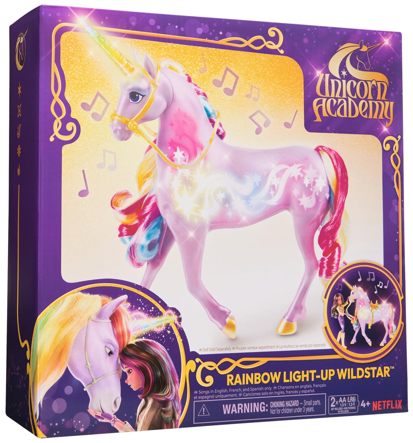 Unicorn Academy Rainbow Light-up Wildstar – Interactive Rainbow Unicorn Toy with Lights, Sounds & Music