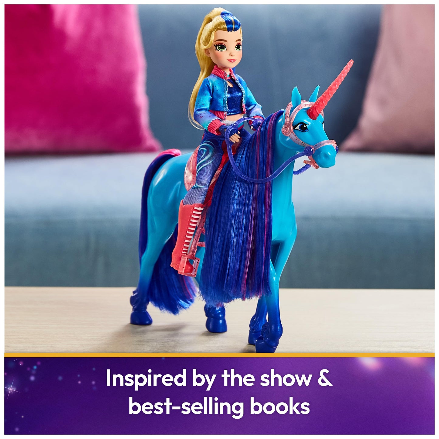 Unicorn Academy River 11-Inch Unicorn Toy – Power of Friendship with Translucent Saddle & Bridle