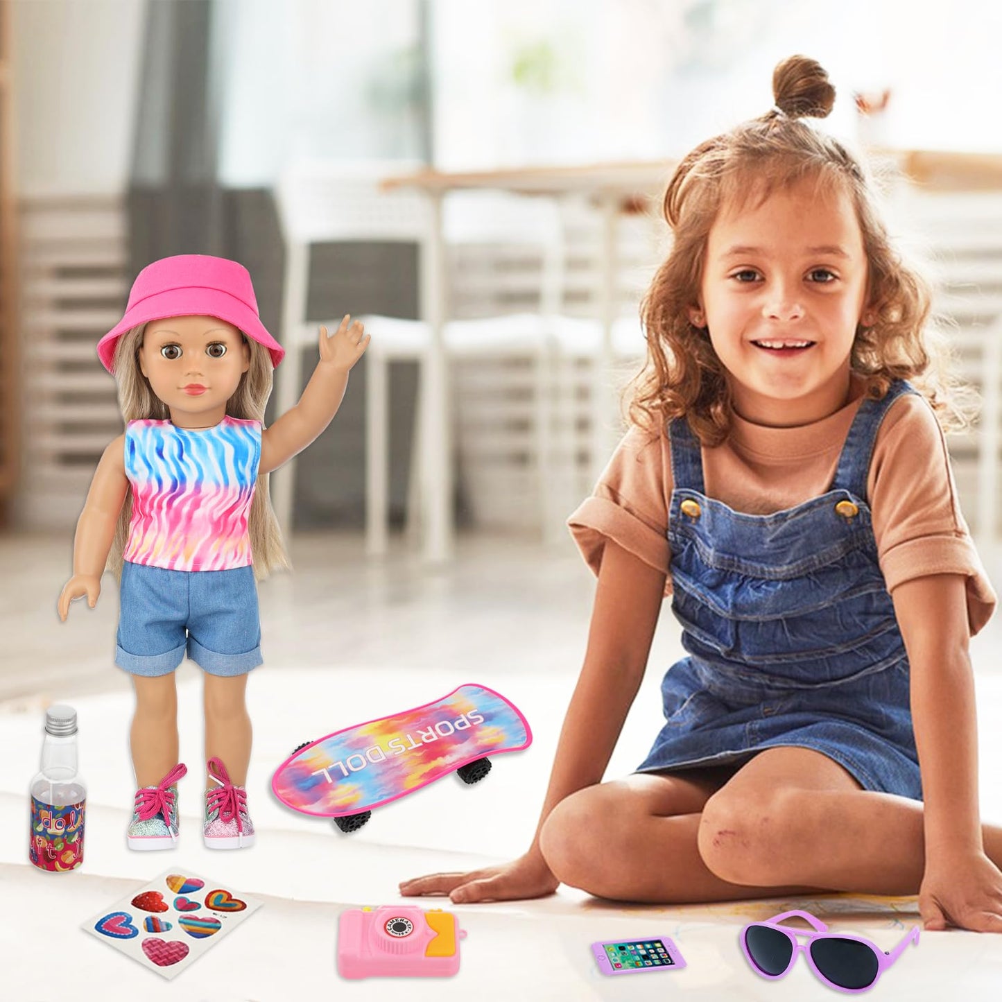 UNICORN ELEMENT: American 18-Inch Doll Skateboard Accessories & Clothes Set – Ten-Piece Outfit & Gear Collection