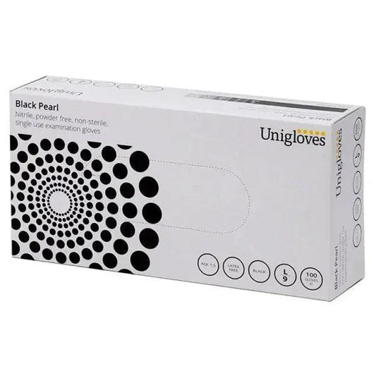 Unigloves 100 Black Pearl Nitrile Powder Free Gloves Large