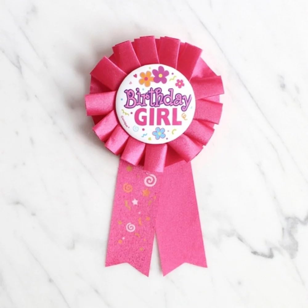 Unique Birthday Girl Red Fabric Award Badge 7 inch — Perfect Celebration Accessory