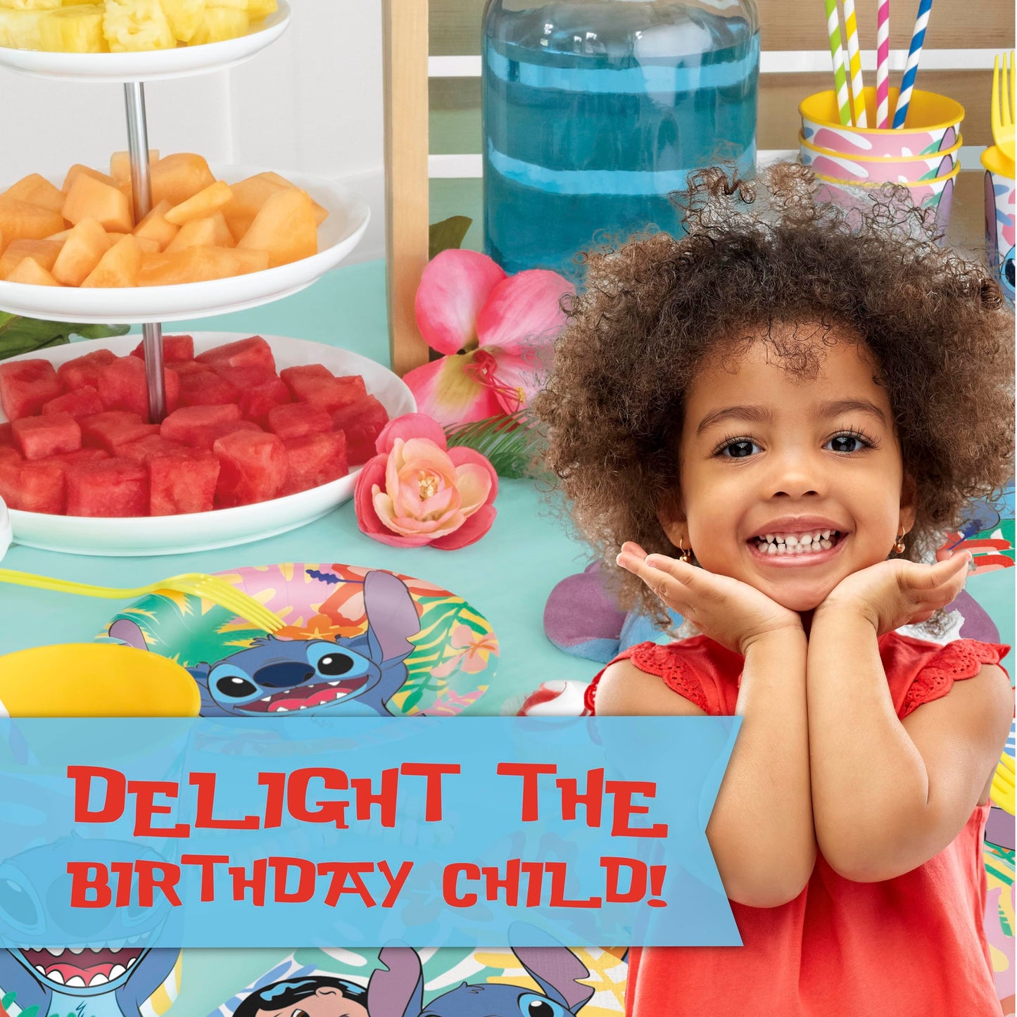 Unique Lilo and Stitch Birthday Decorations for 16 | Banner, Table Cover, Balloons, Plates & Napkins | Officially Licensed