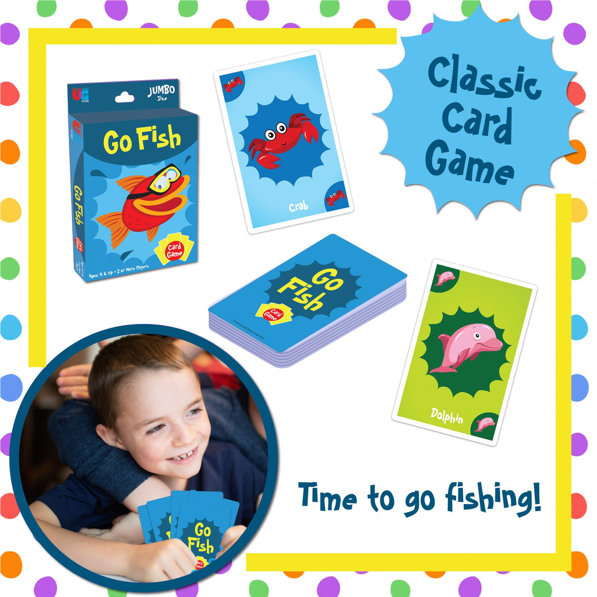 University Games Go Fish Card Game – Jumbo Cards, Colorful Animals for Kids 4+