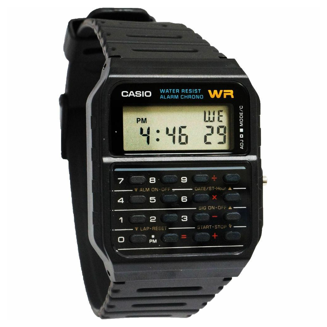 Casio Mens Digital Calculator Retro Dial With Black Rubber Strap Watch - CA-53W-1Z