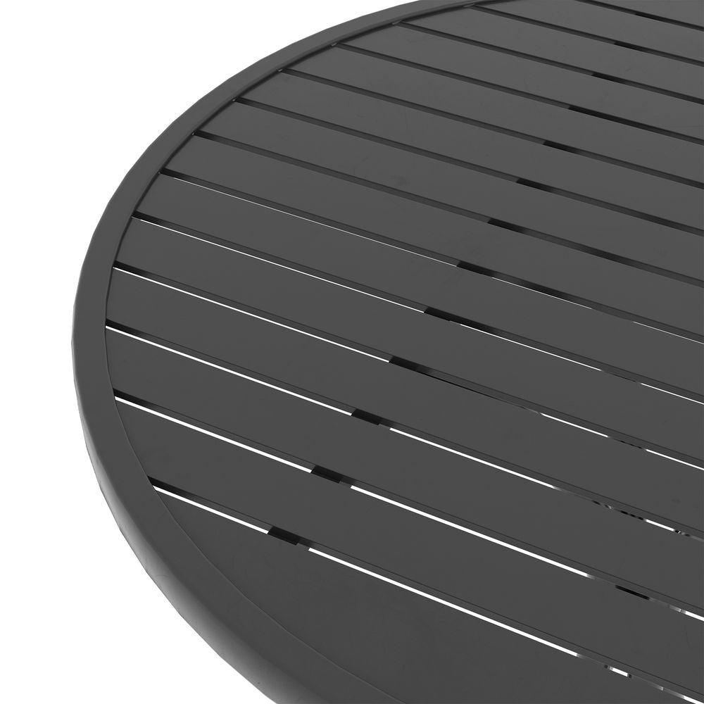 Premium Outsunny Round Garden Table - High-Quality Steel Frame, Slat Top - Guaranteed Durability