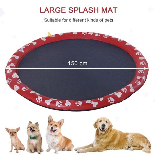 PawHut 170cm Splash Pad Sprinkler for Pets Dog Bath Pool Water Game Mat Toy Non-slip Outdoor Backyard Red