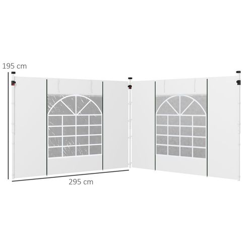 Outsunny 3x3(m) or 3x6m Pop Up Gazebo Side Panels Replacement, 2 Pack, White