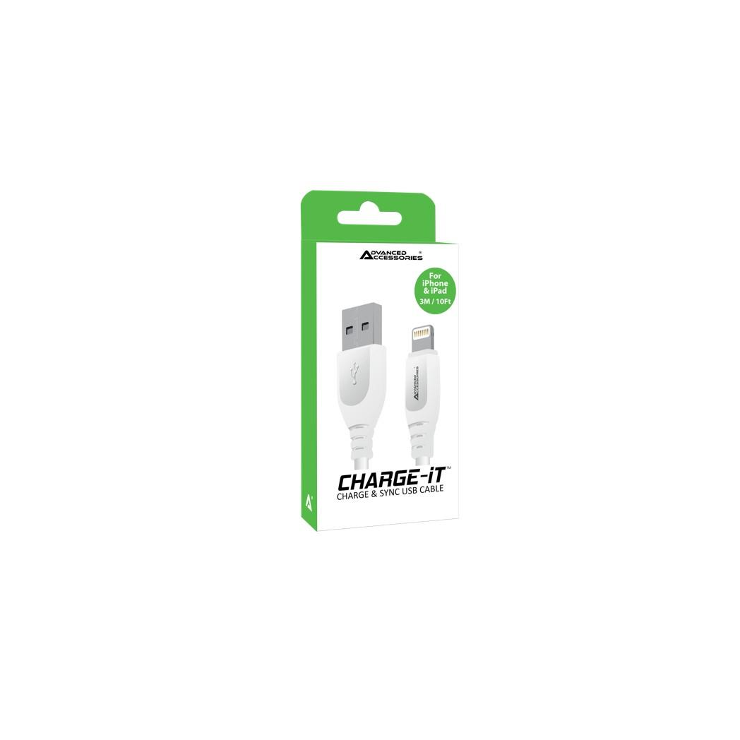 Advanced Accessories 3 Metre Lightning to USB Cable (iPhone)- White