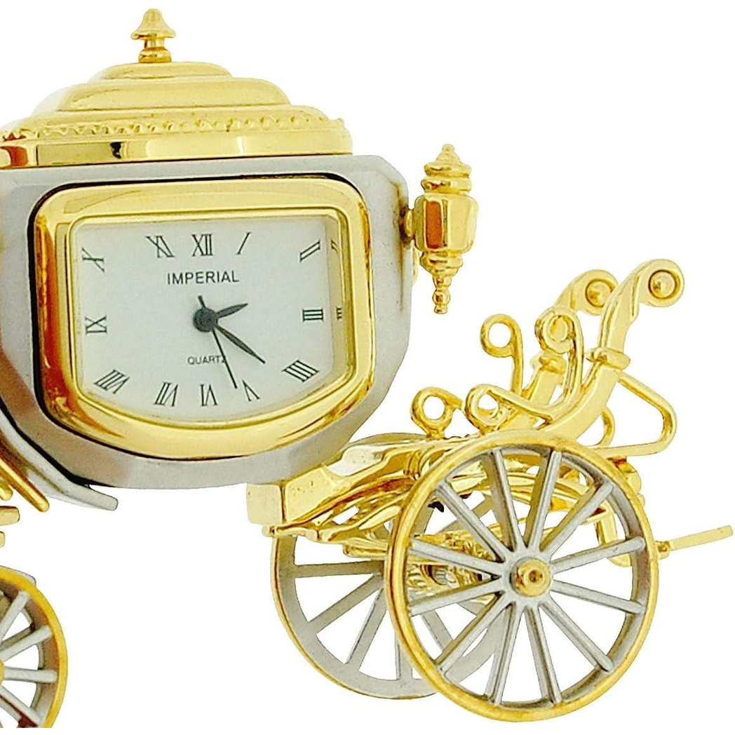 GTP Miniature Clock Two Tone Plated Jubilee Royal State Coach Novelty Collectors Clock IMP1050 - CLEARANCE NEEDS RE-BATTERY
