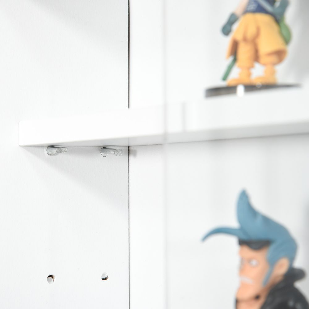 5-Tier Wall Display Shelf Unit Cabinet Glass Doors - White