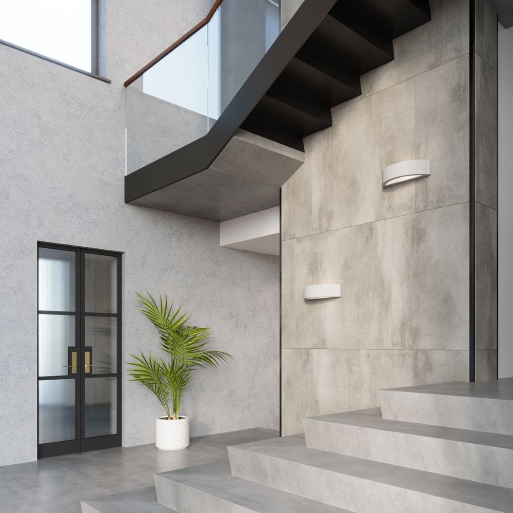 Modern Concrete & Glass Wall Lamp - Atena Design - E27 Bulb