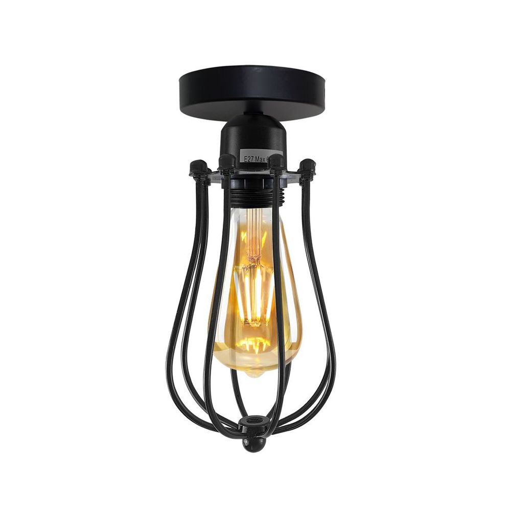 Vintage Industrial Geometric Balloon Shaped Wire Cage Light Lighting Bulb Holder