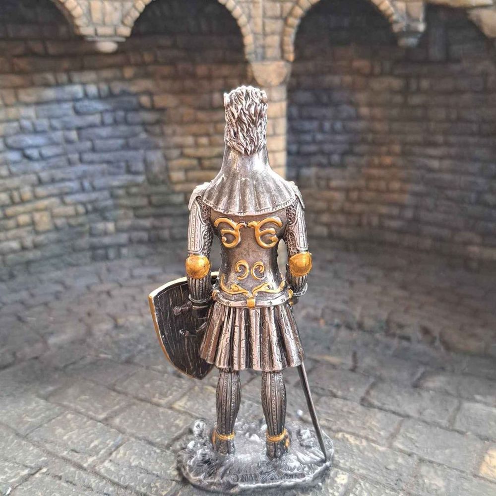 Knight Lion Crested Helmet - 13th Century (hand-cast statue sculpture) 10cm Height