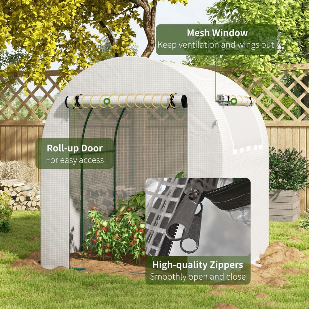 Premium Outsunny Walk-in Poly Greenhouse: Roll-up Window, Door, Steel Frame, White