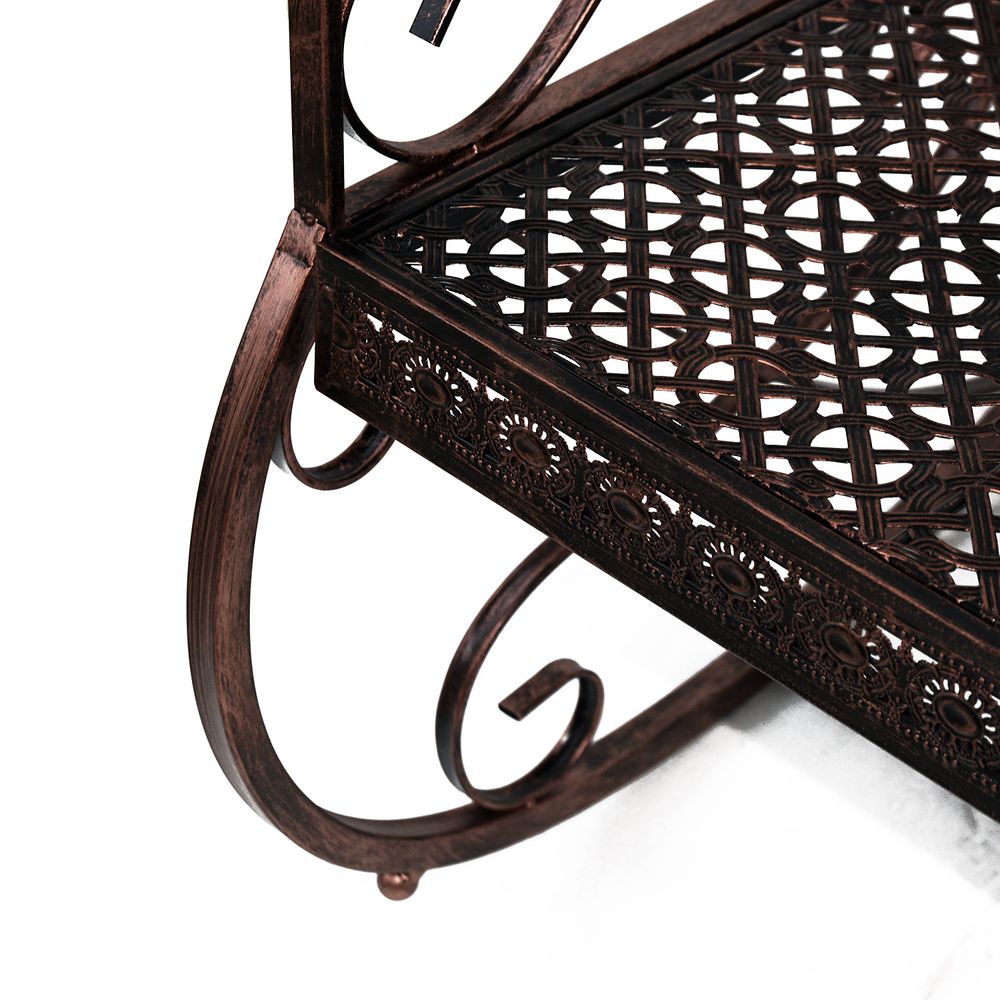 Iron Rocking Chair-Bronze - Outdoor Furniture for Garden and Patio - Metal Frame - Comfortable Armrests - Easy Assembly