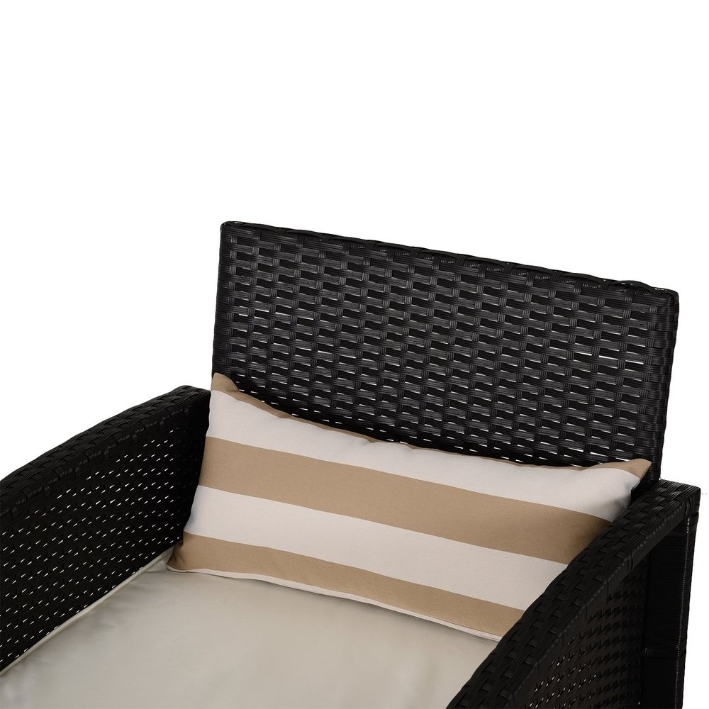 Outdoor Patio Furniture Set | 3-Piece Rattan Wicker Sofa Sectional | Black