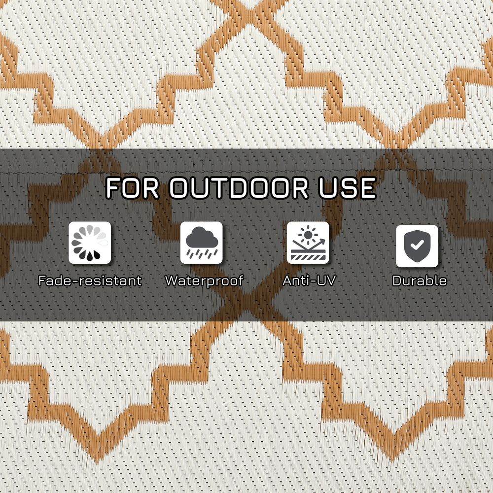 Outsunny Waterproof Outdoor Rug w/ Carry Bag: 182 x 274cm, Brown - Tear-resistant, Reversible