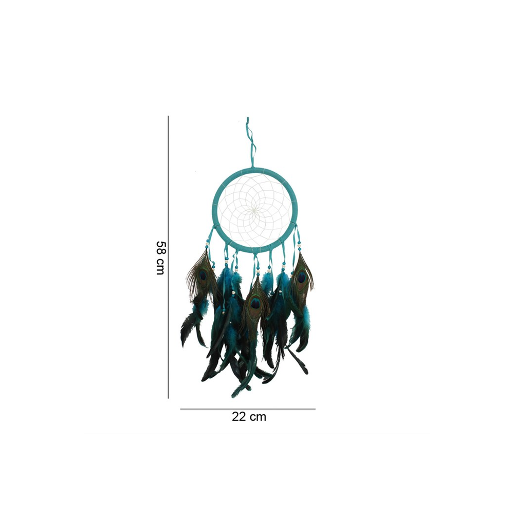 Turquoise Peacock Feather Dreamcatcher