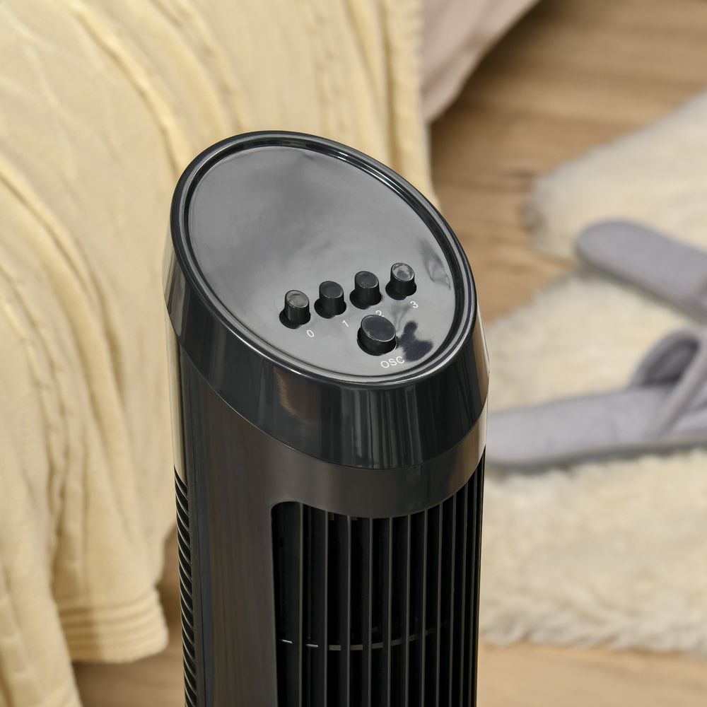 30" Tower Fan Noise Reduction Wind 3-Level Cool ABS Indoor Black HOMCOM