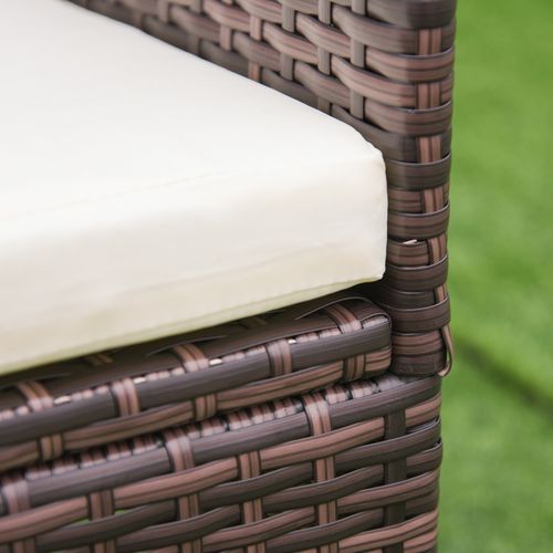 2 Seater Outdoor Rattan Armchair w/ Armrests Cushions Mixed Brown