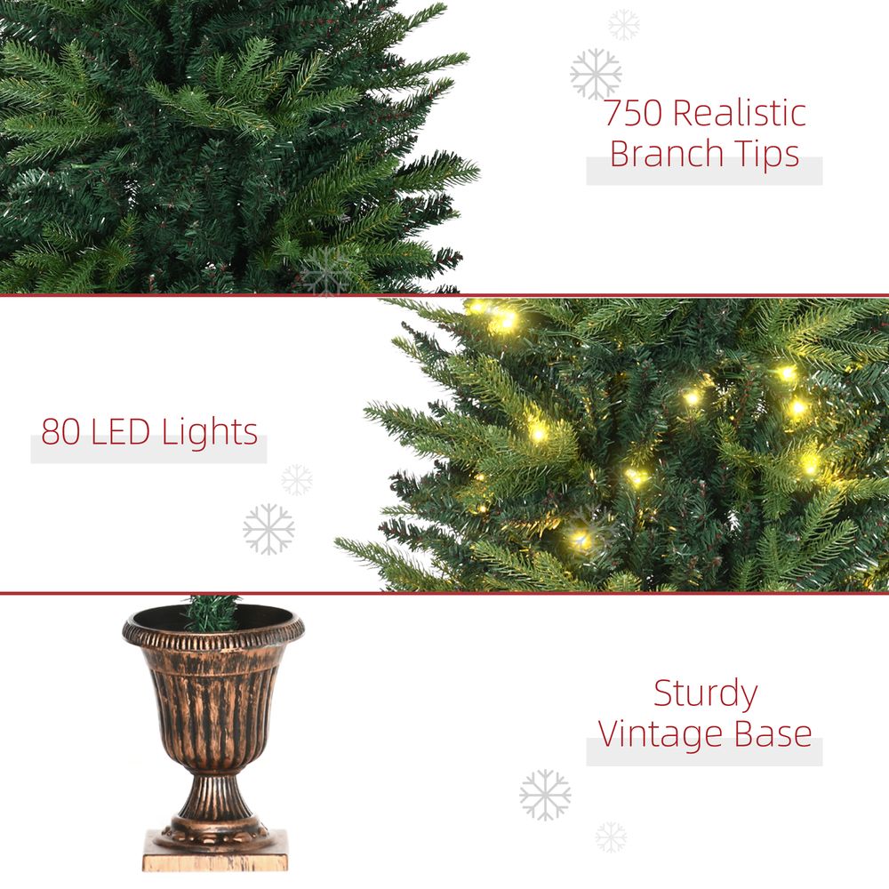 1.2m 4ft Christmas Tree Entrance 750 Tips Pre-lit Tree 80 LED with Vase Base