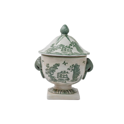 Ceramic Green Parrot Palm Willow Urn 28cm