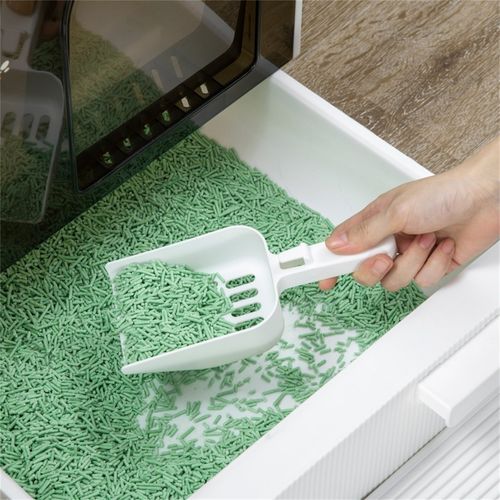 PawHut Cat Litter Box Kitten Litter Tray w/Hood, Scoop, Filter, Flap Door, 43 x 44 x 47cm - White