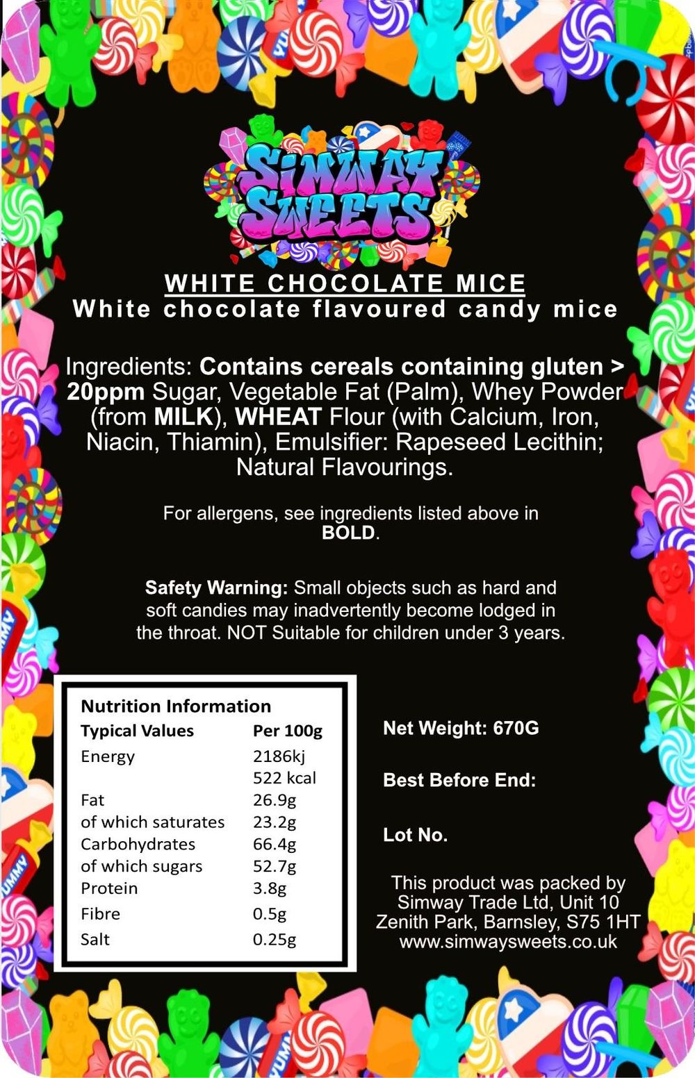 White Chocolate Mice - Retro Sweets Gift Jar