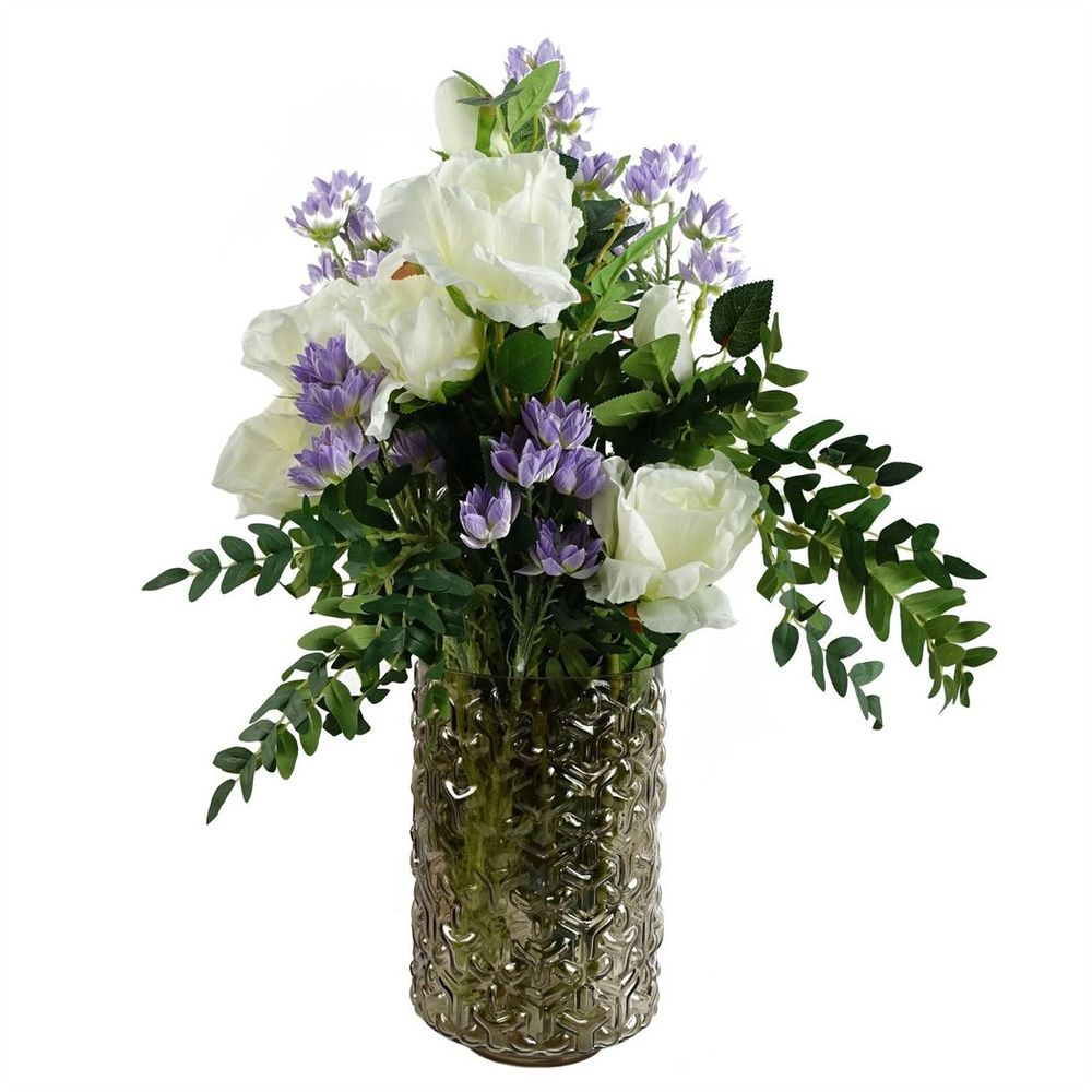 Handcrafted 29cm Embossed Chestnut Glass Vase