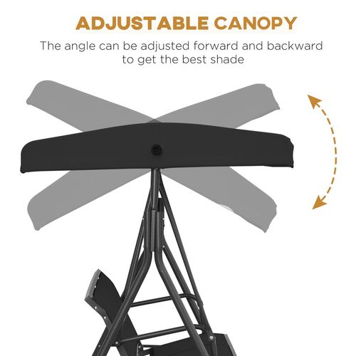 Outsunny 3 Seater Garden Swing Patio Hammock with Canopy for Outdoor Black
