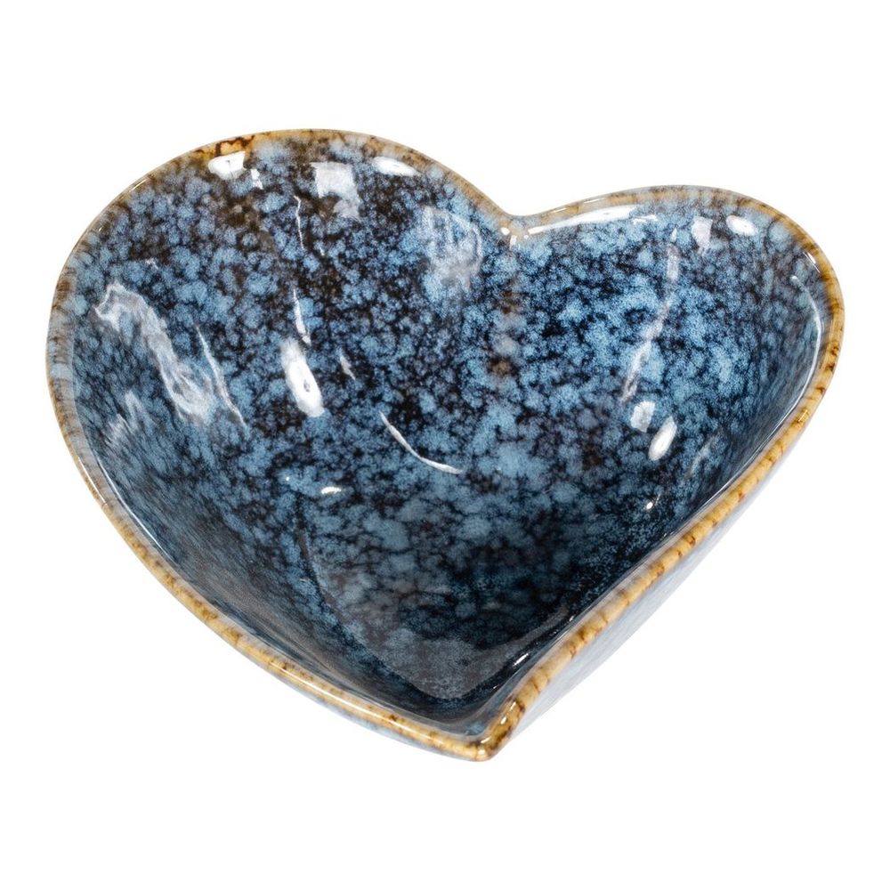 Synergy Ceramic Heart Shaped Trinket Dish - Quality Blue Glazed Finish - Perfect Gift - SKU: SY0036