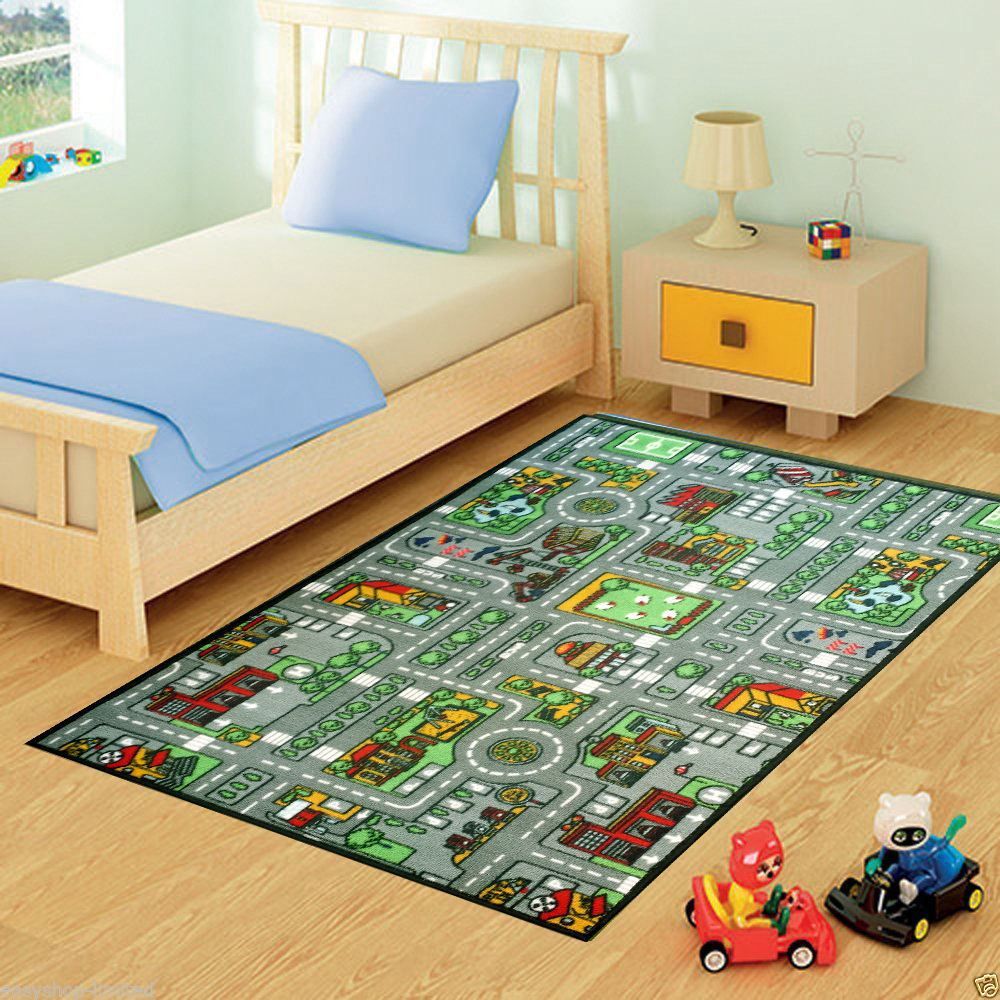KIDS VILLAGE ROAD Rug 100x165cm Soft Nursery Living Room Children Floor Play Mat