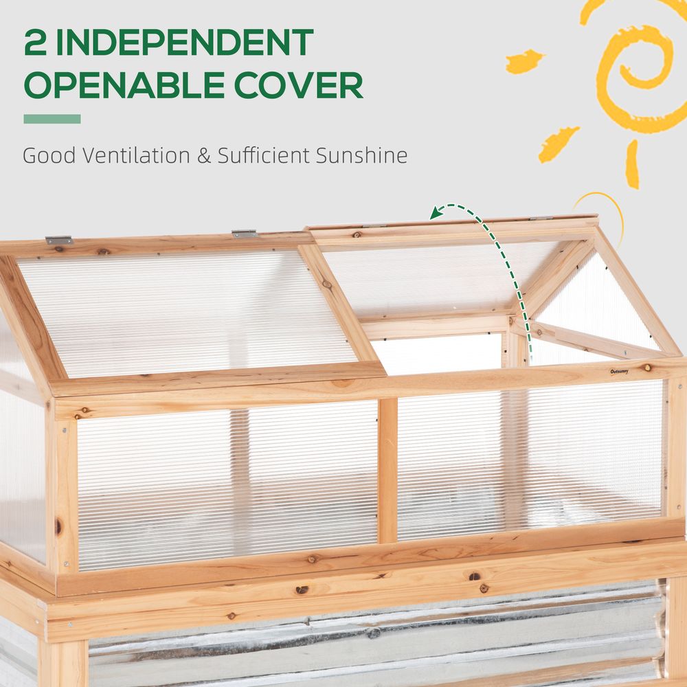 Premium Raised Garden Bed with Greenhouse Top, 122x61x81.7cm, Natural Kit