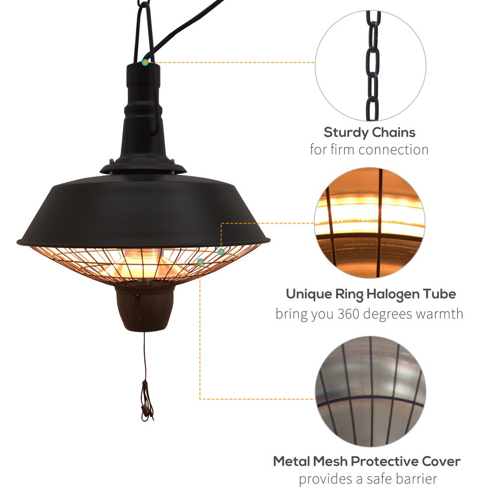 Outsunny 2100W Electric Patio Heater Garden Ceiling Hanging Warmer Halogen Light