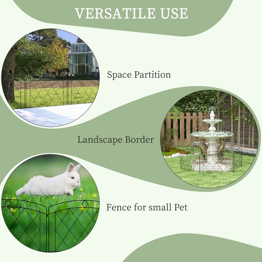 Premium Outsunny Metal Decorative Garden Fencing: 6PCs 24in x 12ft - Best Quality