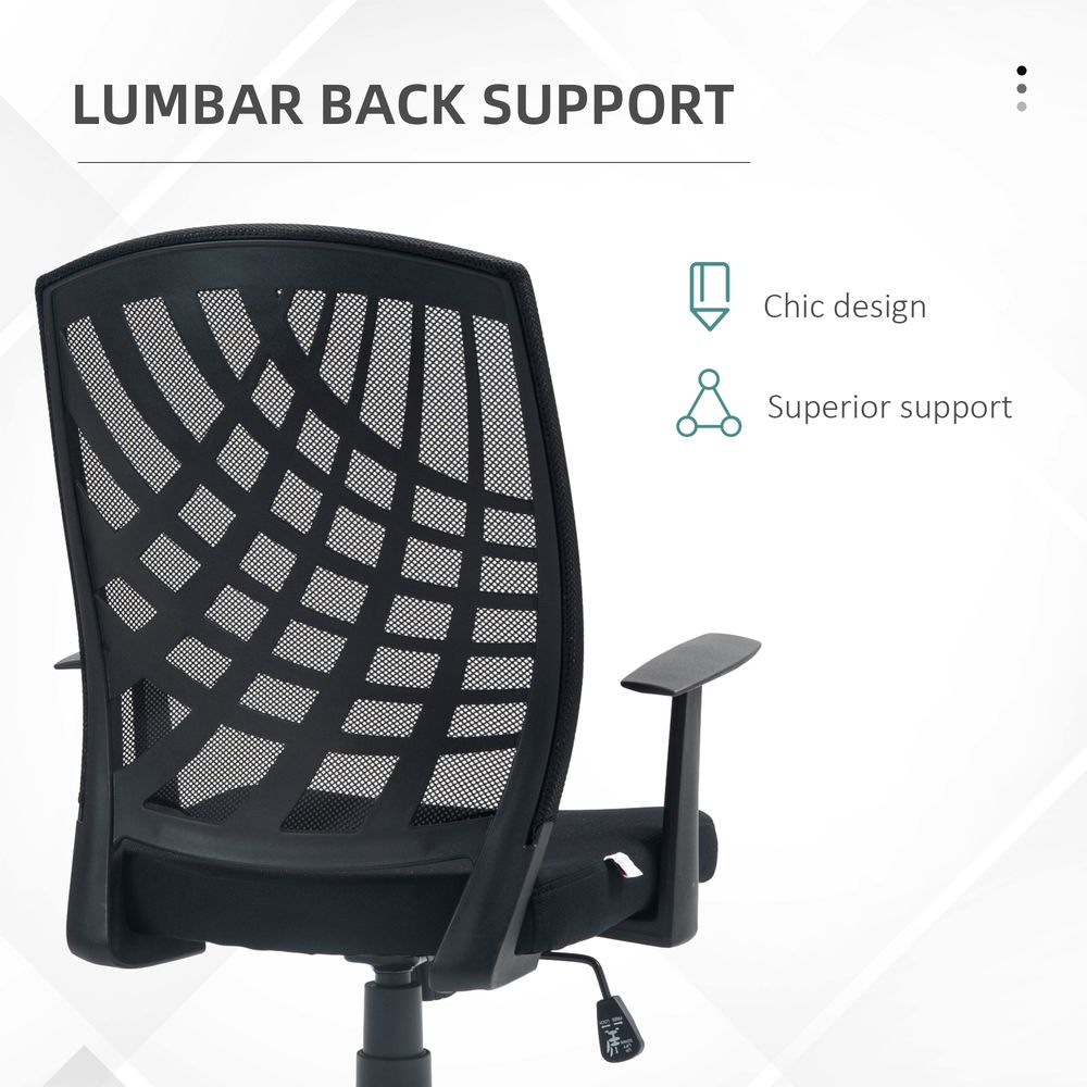 HOMCOM Mesh Office Chair - Adjustable, Ergonomic, Swivel - Black. High-Quality, Comfortable, & Convenient for All-Day Use.
