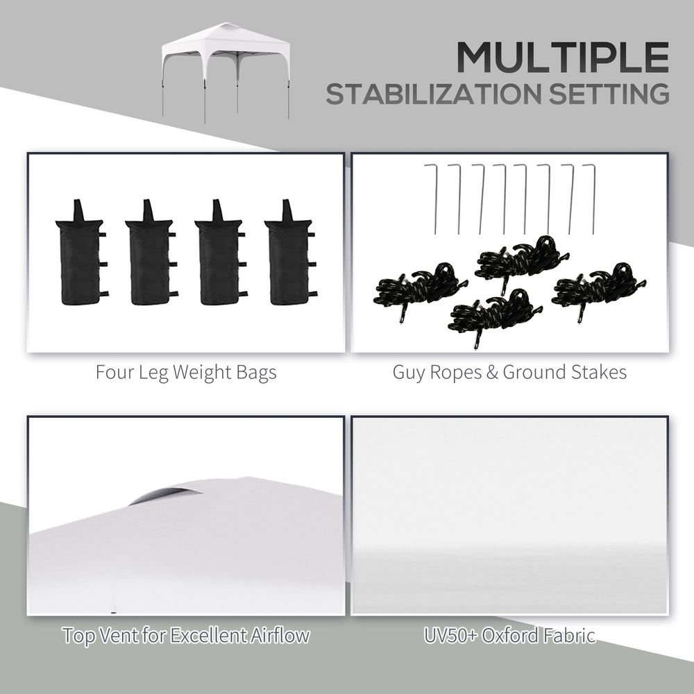 Premium 3x3M Pop Up Gazebo - Carry Bag, 4 Leg Weight Bags, White - Outdoor Events, BBQs, Camping