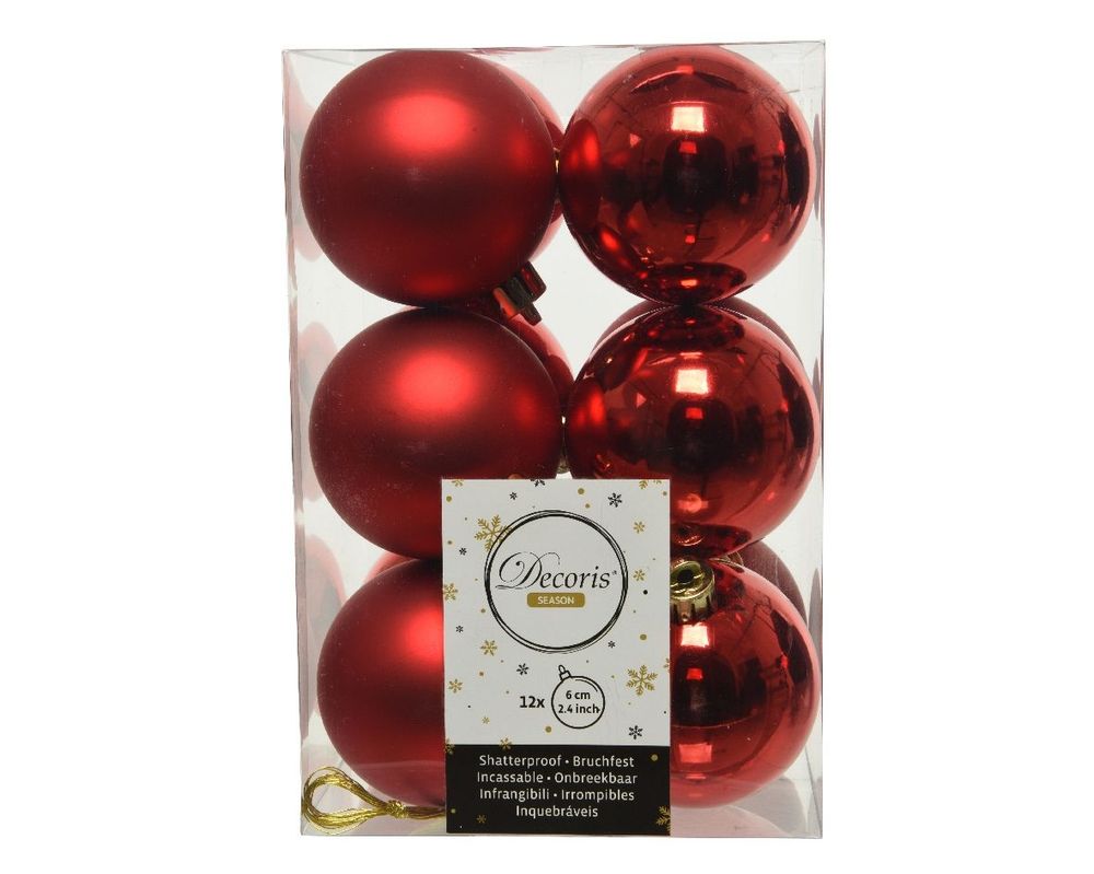 Shatterproof Christmas Red Bauble 6cm Pack of 12 - Christmas