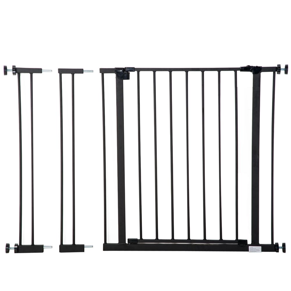 Premium Pressure Fit Dog Gate - Secure, Easy Install - Ideal for Stairs & Doorways - Black - 76-107cm Width