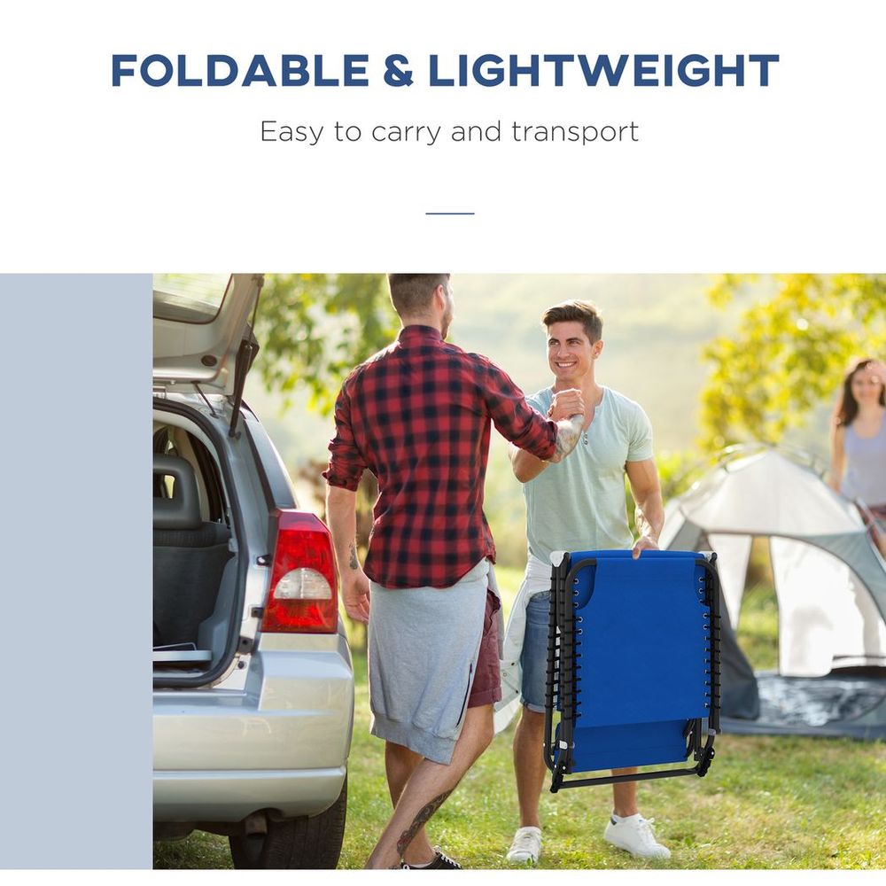 Premium Folding Beach Chair - 2 Pcs Set: 4 Adjustable Positions - Ultimate Comfort - Portable, Blue
