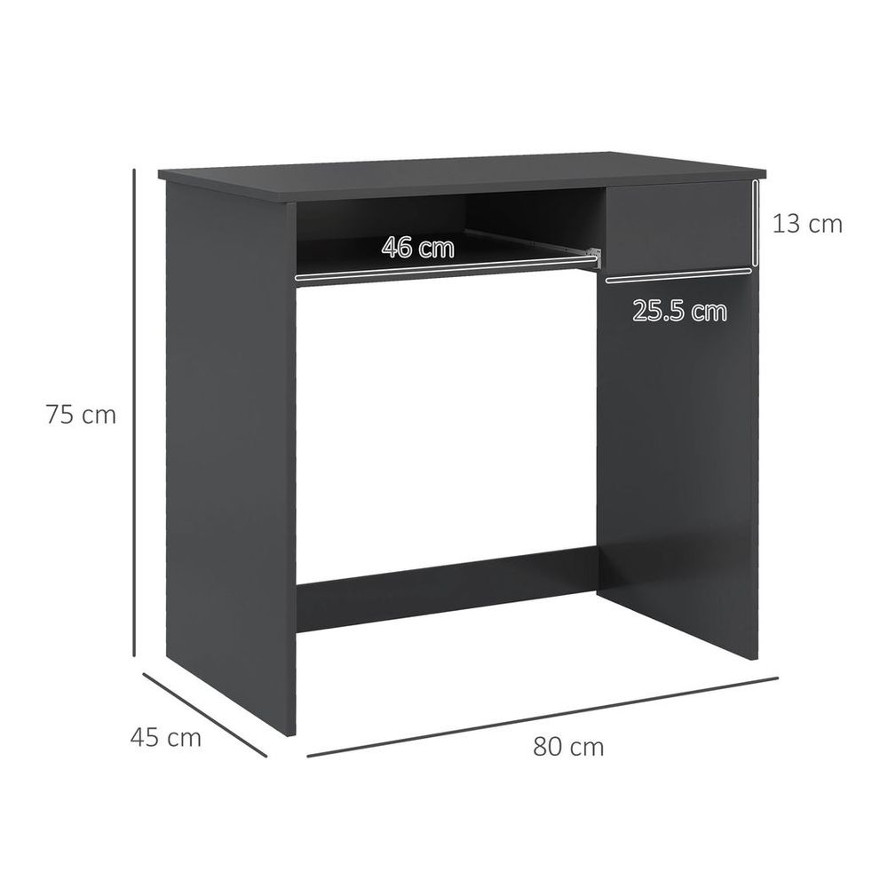 HOMCOM Compact Computer Table, Grey: Space-Saving, Durable, Stylish - Ideal for Study, Office, or Bedroom