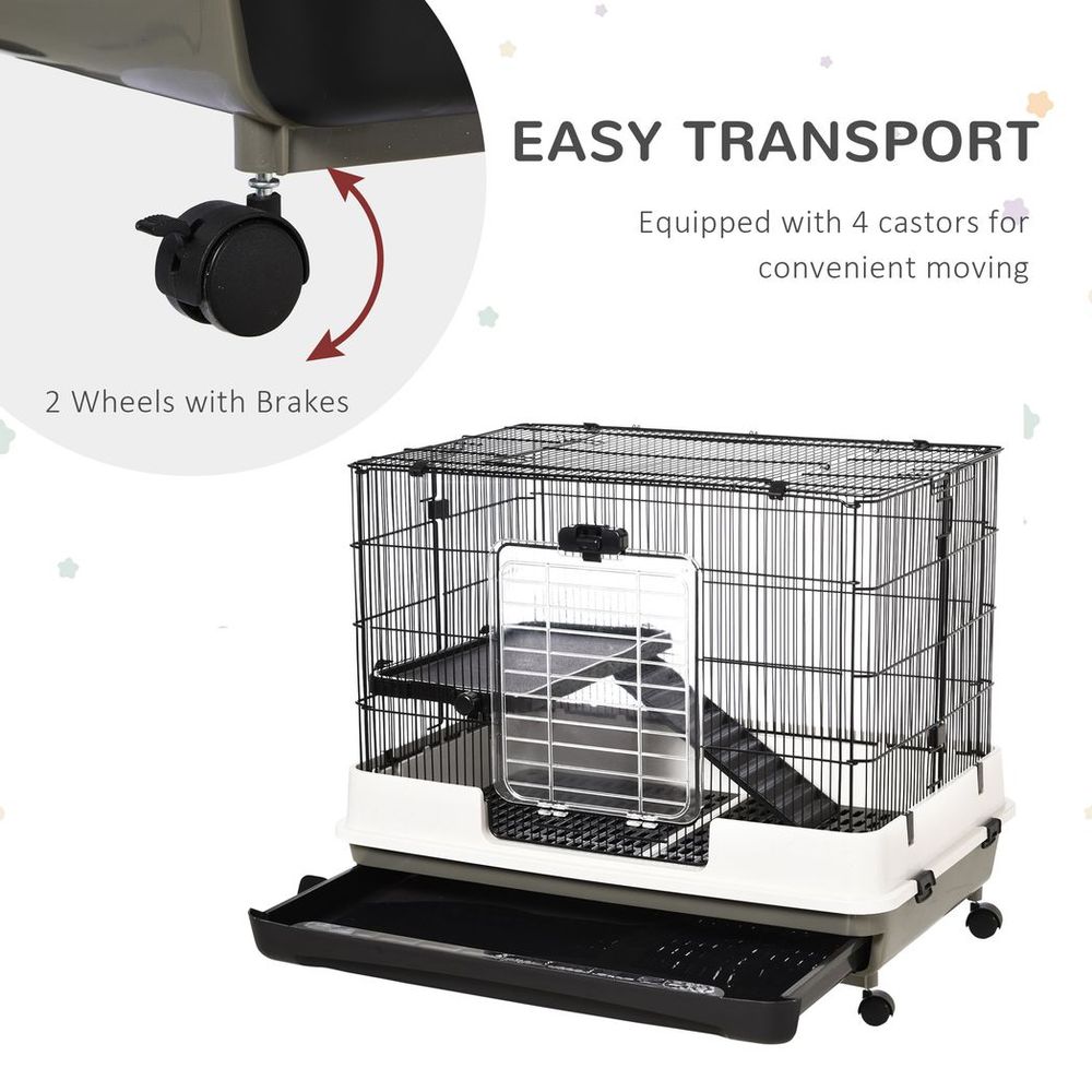 Premium Small Pet Cage: Metal Wire Top, Removable Tray, 4 Wheels