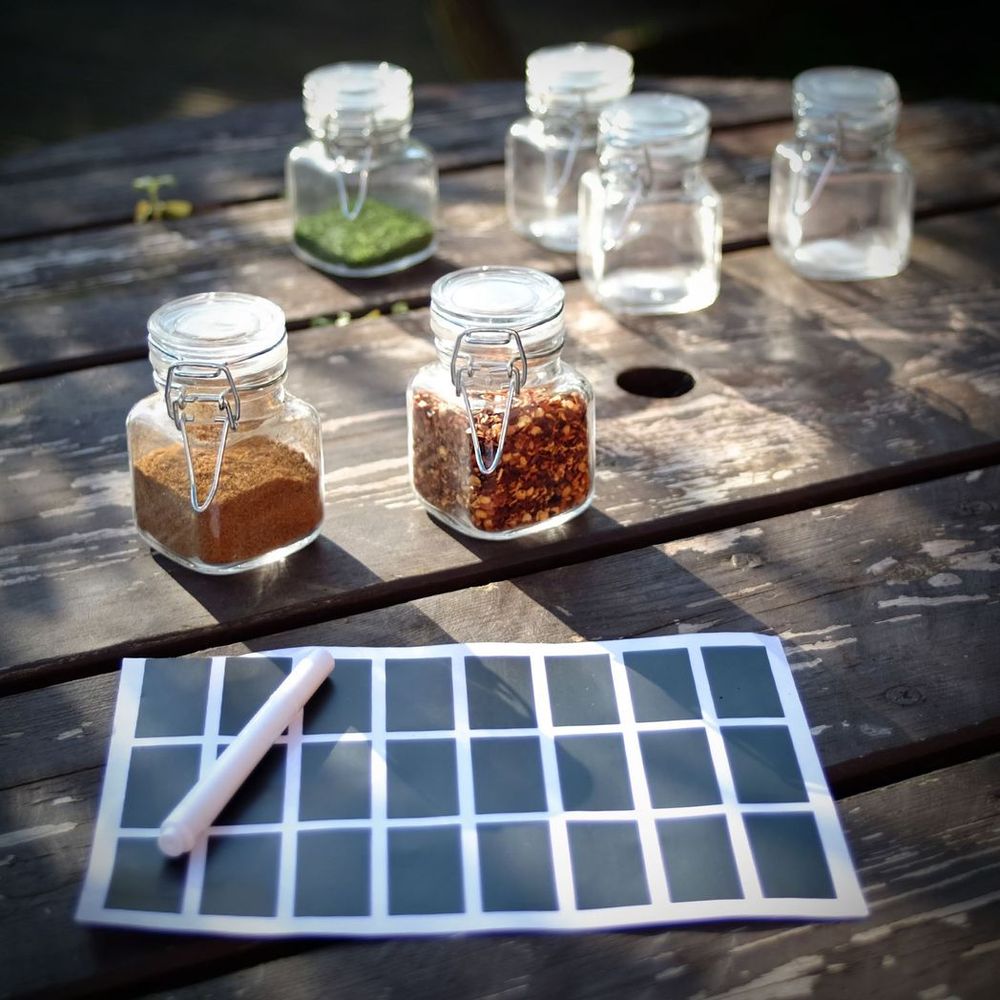 Premium Vintage Glass Spice Jars - Set of 12 | Airtight Metal Clip Top | Label and Chalk Pen Included