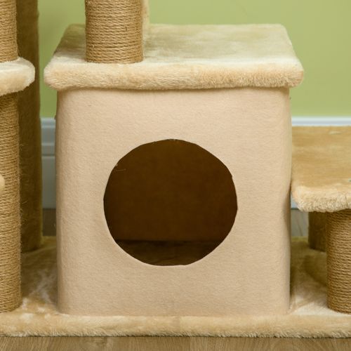 PawHut Dog Steps for Bed 4 Step Pet Stairs Cat House with Detachable Cover