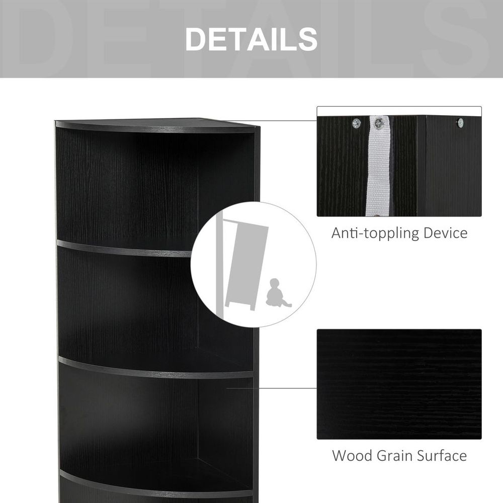 4 Tier Wood Corner Shelf Unit Freestanding Fan Bookshelf Plants Stand