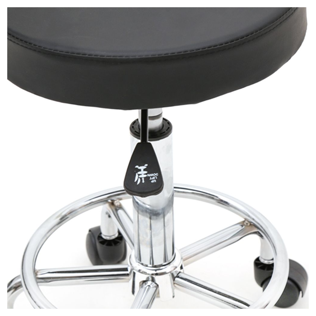 Round Shape Adjustable Salon Stool with Back Black