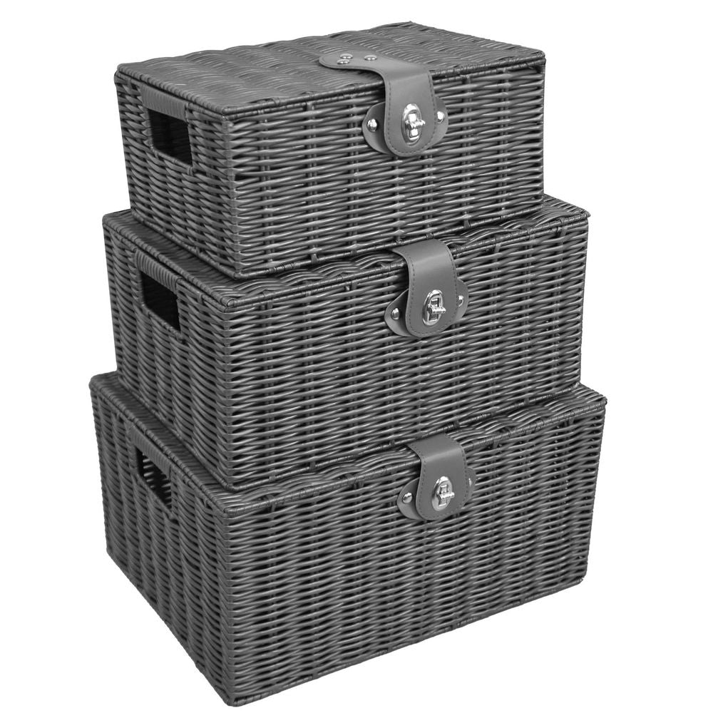 Asab Handwoven Wicker Basket Set - Ideal for Storage, Decor, and More. Portable with Handles. Set of 3. High Quality."(80 characters)