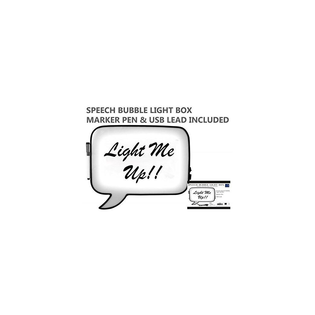 KNIGHT Light Up Speech Bubble Box - A4 Size, Personalised Message Board - USB & Erasable Pen Included